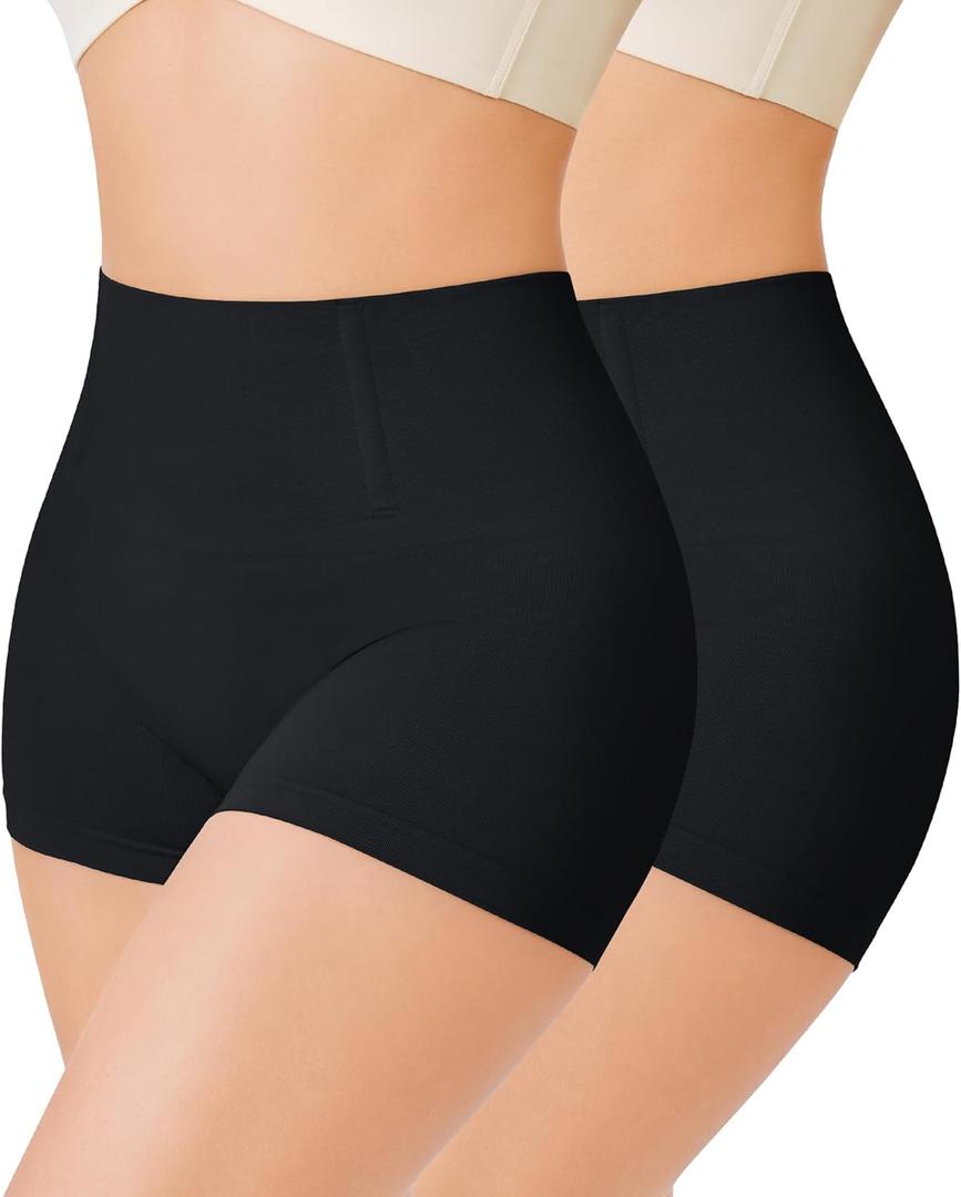 Nebility 2 Piece Slip Shapewear Shorts for Under Dresses Smooth Seamless Shaping Boyshorts Panties (XX-Large, Black 2 Pack)