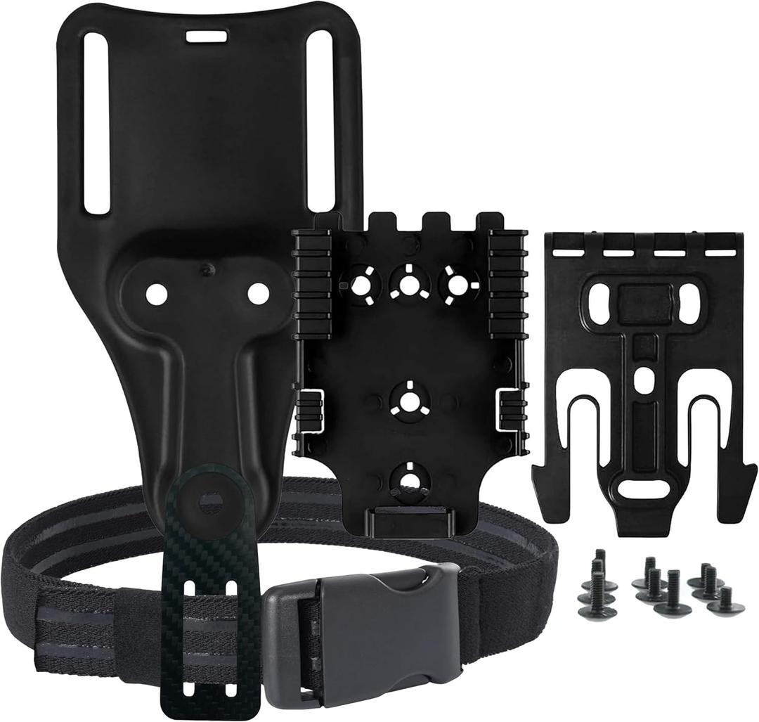 QLS with Mag Pouch | Quick Locking System Kit & Magazine Holster | Quick Draw Holsters | Plastic Fixing Back Clip 2.0 in/Belt Loop Adapter 2.25 in (QLS & Mid Ride Loop-Modular Leg Strap)