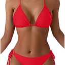 Tempt Me Women Triangle Bikini Sets Halter Two Piece Sexy Swimsuit String Tie Side Bathing Suit, Medium