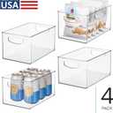 iDesign Stackable Clear Plastic Bin - Kitchen Organizers and Storage for Fridge and Pantry, 4-Pack