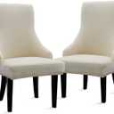 Liykimt Stretch Wingback Side Chair Slipcover-Accent Chair Cover Slipcover with Arm,Washable Upholstered Arm Dining Chair with Nailed Trim Protector for Dining Living Room Set of 2,Beige
