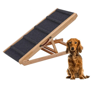 PAWBLISS Adjustable Dog Ramp for All Dogs | 6-Level (12.2"-25.5") Solid Wood Ramp | Non-Slip Carpet for Large & Small Dogs | Supports 200lbs | Portable Dog Ramp for Bed & Couch with Leather Handle