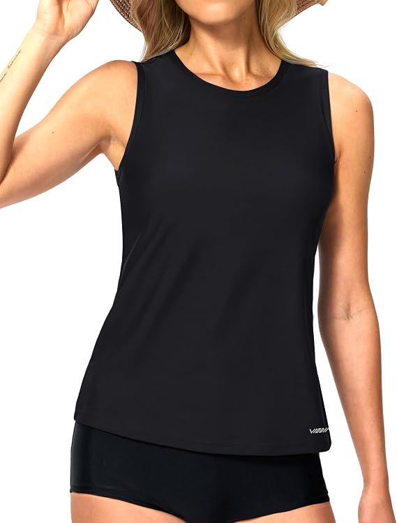 Viodia High Neck Tankini Tops for Women Modest Swimsuits with Bra. Size M