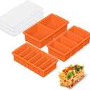 3-Pack Silicone Freezer Trays with Lid,2 Large 2-Cup(500ml)&4 Medium 1-Cup(125ml)&6 Small 1/2-Cup(75ml) Soup Freezer Container Molds,Ice Cube Tray For Meal Prep&Freezing Soup,Stews,Sauces