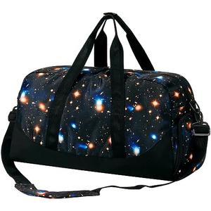 Choco Mocha Kids Duffle Bag Boys - Galaxy Weekender Overnight Bags for Travel Gym Sleepover Bag Boy Age 9-12 6-8 Black