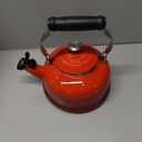 Le Creuset Enamel On Steel Whistling Tea Kettle with Metal Finishes, 1.7 qt., Cerise