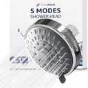 Luxury High Pressure Shower Head 5 Power Modes, Water Saving Showerhead with 360 Adjustable Brass Ball Joint for smooth Shower Experience, Wide Angle and Easy Installation