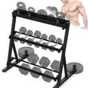 1200lbs Adjustable 3 Tier Dumbbell Rack Stand, Hex dumbbells Hand Weights Rack Dumbbell Holder Home Gym Storage Organizer