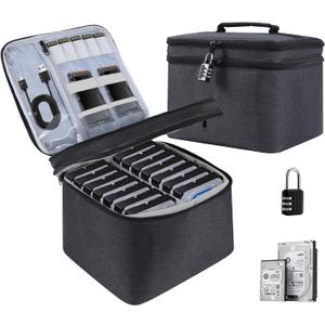 Hard Drive Case for 3.5 inch HDD Portable External Hard Drive Protective Box Storage Case with Lock Shockproof and Dust Proof Storage Box,Black