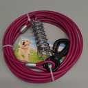Dog Tie Out Cable - 10/15/20/25/30 FT Yard Runner for Large Dogs (Pink Steel Wire with Durable Clips, Up to 165 Lbs)