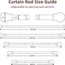 SMODBRODRE 2 Pack Curtain Rods for Window 32 and 48, Black 5/8 inch Splicing Single Window Curtain Rod Set with Brackets
