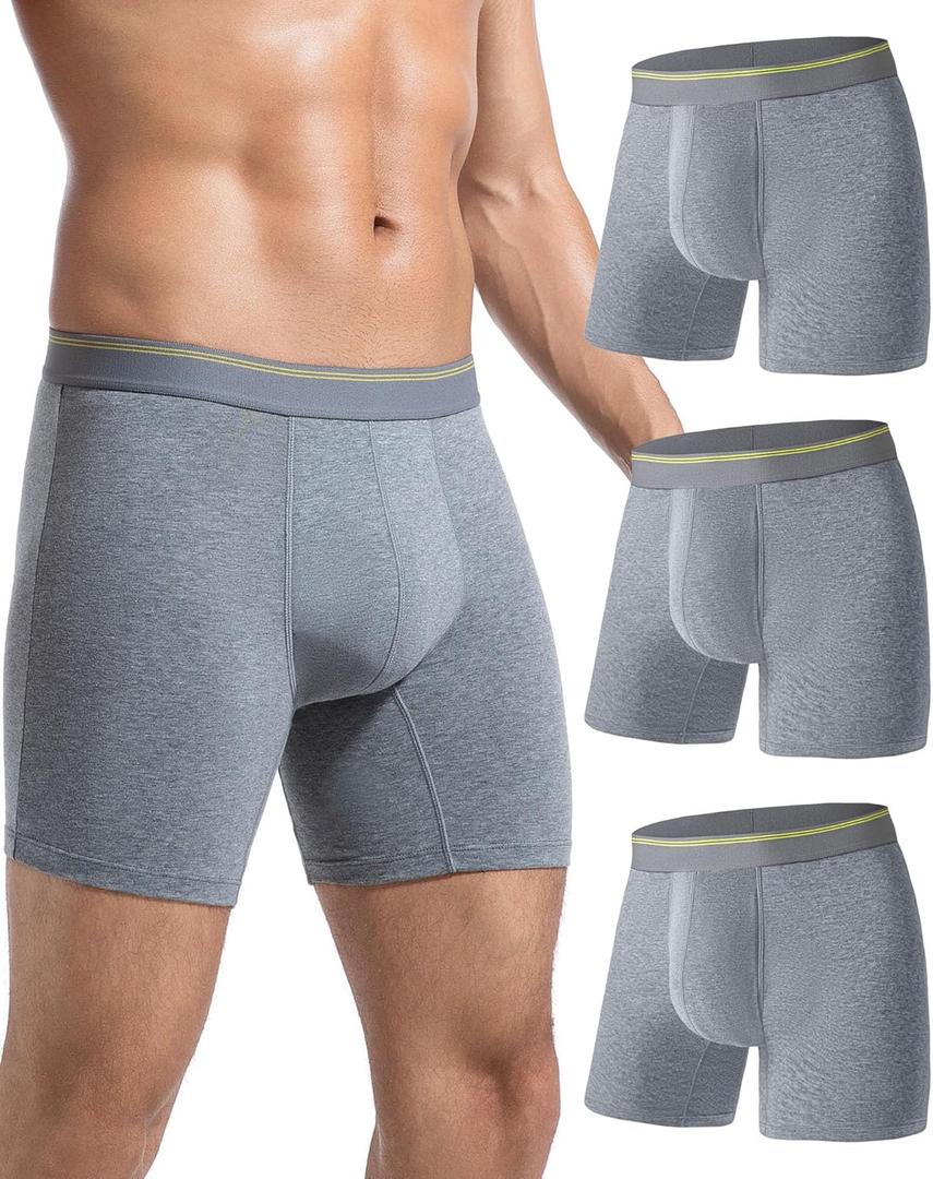 Breacare Mens Incontinence Underwear Leak Proof Washable Reusable Boxer Briefs for Male 50ML Urinary Leakage Absorbent for Bladder Leak Protection, 3 Pack (Medium, Dark Grey)