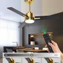LANMEL 42'' Black and Gold Ceiling Fans with Lights and Remote, 6 Speed Low Profile Modern Ceiling Fan with Quiet DC Motor for Indoor Outdoor Bedroom Living Room