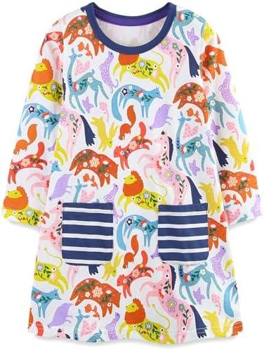 Bumeex Toddler Girl's Long Sleeve Dresses, 3T