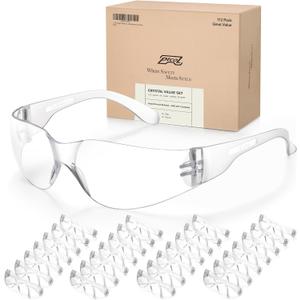 112 Pack Safety Glasses Crystal Clear (Bulk Pack of 24+4) Unisex Anti-Scratch Protective Goggles Impact Resistant Lens Eyewear with ANSI Z87.1 Certified for Construction, Shooting and Laboratory