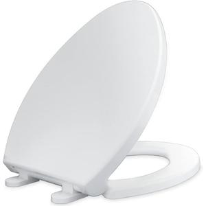 CYRRET Elongated Toilet Seat Slow Close, Easy to Install and Clean, Durable Plastic, White, Replacement Toilet Seats, Fits Standard Elongated, Obling or Oval Toilets