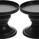Homoyoyo Black Candle Holders for Pillar Candles: Pedestal Holders Iron Pillar Decorative Candlestick Stand for Weddings Party Halloween Christmas Home Decoration Taper, Table Mantle Firep