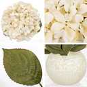 Hollyone White Hydrangea Artificial Flowers with Glass Vase Silk Fake Hydrangeas Faux Flowers Arrangements Floral Bulk Bouquet for Wedding Party Boho Home Decor Table Centerpiece Decorations