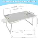 Laptop Bed Table, Laptop Desk for Bed, Foldable Laptop Bed Desk with USB Charge Port, Handle, Desktop Card Slot, Cup Slot, Side Drawer, Portable Laptop Table for Bed Eating Reading Working