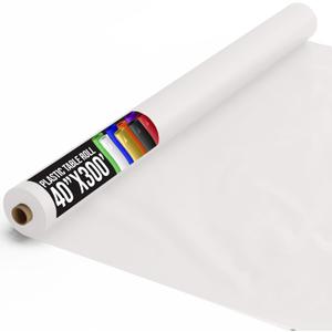 Exquisite White Plastic Table Cover Roll 40" x 300'