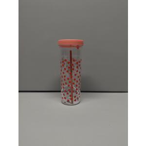 Plastic Sipper & Straw. Strawberry Edition