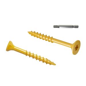 #8 x 1 Deck Screws, Flat Head Wood Screws, Tan Epoxy Coated, Exterior Decking Screw, Torx Drive, T25 Star Bit Included, 100 PCS