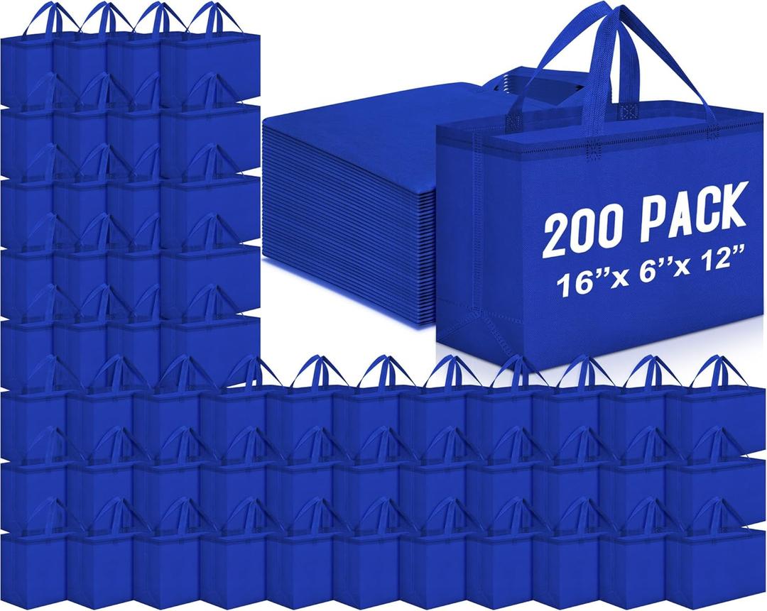Windyun Reusable Grocery Bags Large Non Woven Shopping Bags with Handles Foldable Portable Tote, 16x6x12 Inch