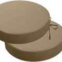 idee-home Outdoor Bistro Chair Cushions, 15”x15”x 3” Thick Outdoor Round Seat Cushions Set of 2 with Ties, Waterproof Round Patio Furniture for Garden