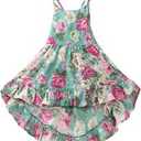 Mud Kingdom Floral Girls Party High Low Boho Dress Midi Length Sleeveless Vintage Beach Holiday M