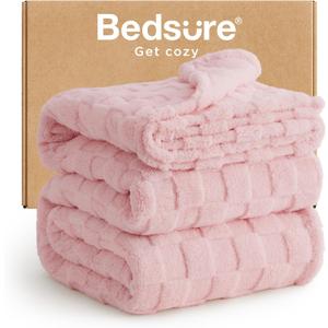 Bedsure GentleSoft Blankets Queen Size for Bed - Super Soft Cozy Blanket for Women Men Girls, Large Fuzzy Fleece Throw for Bedroom Decor, Pink, 90x90 Inches
