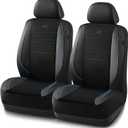 Skechers Air-Cooled Memory Foam Seat Covers,Mesh Thick Car Seat Covers,Piping Leather Car Seat Covers Front Seats,Airbag Compatible,Automotive Comfort Universal Fit Most Cars,Vans,Truck,SUV,Blue (Black and Blue)