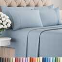 Queen 6 Piece Sheet Set - Comfy, Breathable & Cooling - Soft Hotel Luxury Bedding for Women, Men, Kids, Teens and Children - 1 Flat & 1 Fitted Sheet & 4 Pillowcases with Deep Pockets - Heathered Blue
