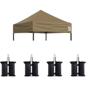 Eurmax USA 5x5 Pop Up Canopy Replacement Top,Universal Instant Canopy Cover ONLY,Heavy Duty UPF 50+ UV Protection,Water & Wind Resistant Tarp, Bonus 4 Sand Bags (Khaki)