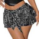 Women's Y2K Cheetah Skirt Ruffle Leopard Mini Micro Skirt Sexy Mesh Going Out Party Rave Clubwear (Medium, Black)