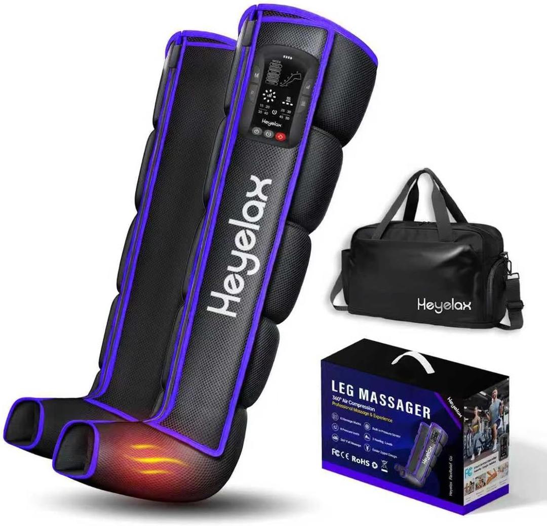 Leg Compression Massager for Circulation and Pain Relief FSA, Recovery Boots Sleeve for Fast Therapy, Cordless Leg Massager with Heat as Ideal Gifts for Men Women (Large,2-Pack)