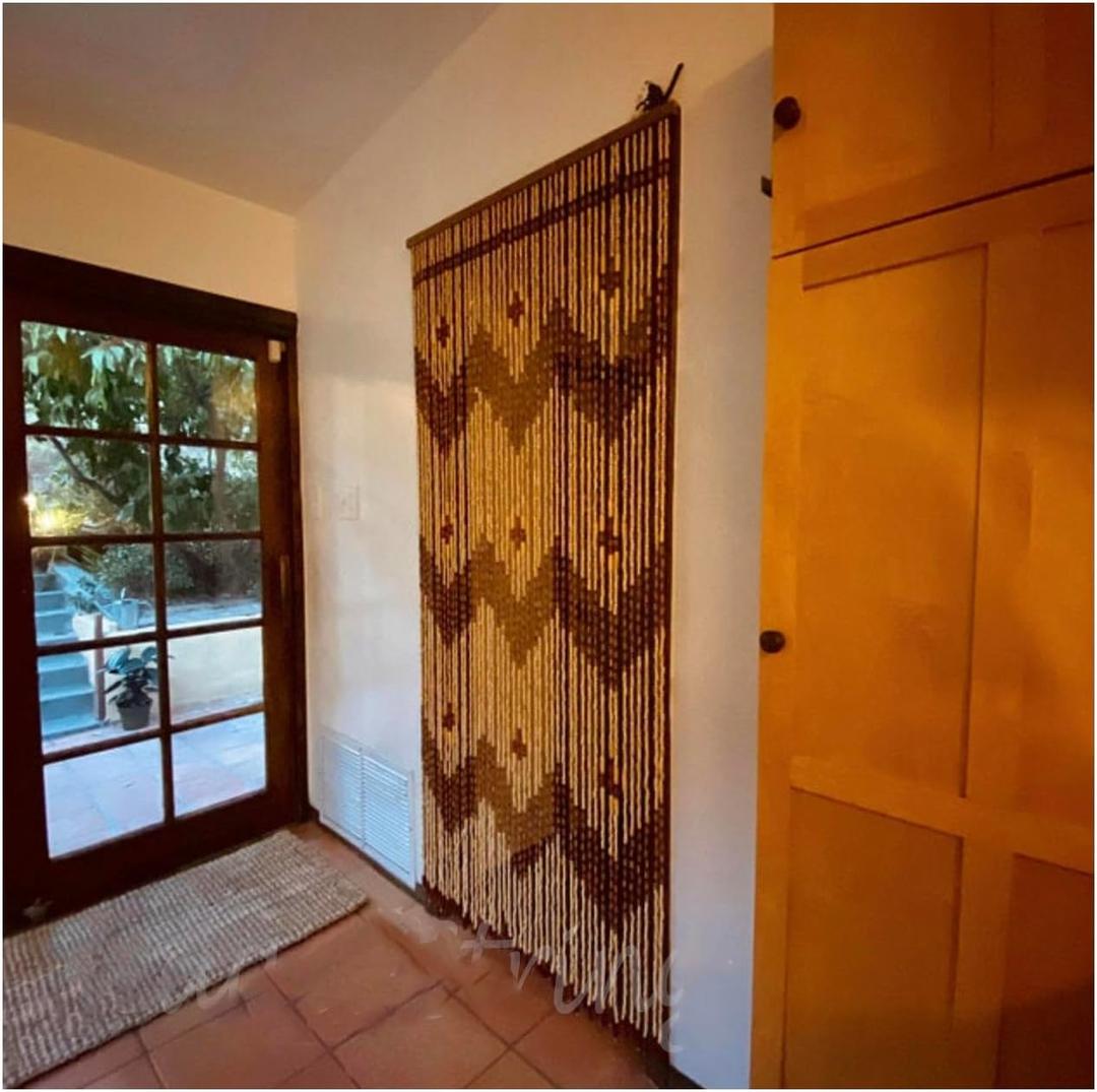 Beaded Curtain, Wood Door Beads, 45 Strands, 77 inches High (35.5" Wide, Garden)