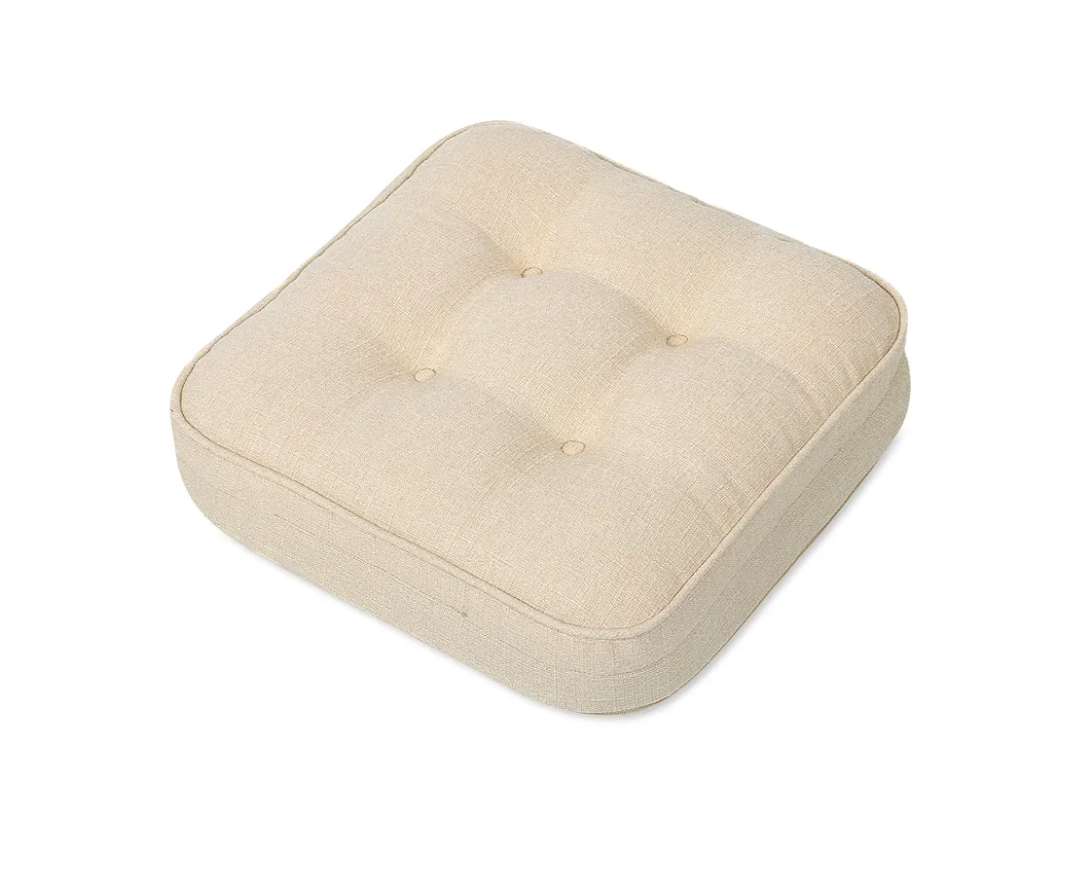 GOFORIT Chair Cushions,Tufted Shredded Memory Foam Chair Pads, Non-Slip Seat Cushions with Removable Cover, 16'' x 16'', Beige