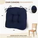 D-Shaped Chair Cushions, 4" Thick Dining Chair Pads Machine-Washable, Seat Cushions for Chair 18" x 18", Set of 4 18-Blue-4, 18" x 18"- 4 pack
