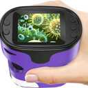 1000X Handheld Microscope for Kids 4K 2.0" Screen Rechargeable Mini Pocket Digital Microscopes w/Slides Kit Portable Edu Gift Age 4-6 8-12 Children Students (Purple)
