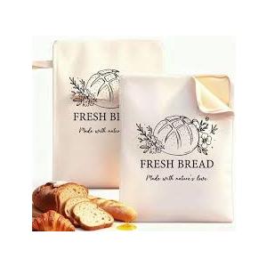 Bread Bags for Homemade Bread & Sourdough, 2 Pack Reusable Sourdough Bags, XL Natural Cotton Beeswax Bag, Fresh Keeping Extra Large Food Storage Cloth Bag for Gift Giving
