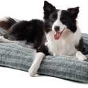 FURTIME Washable Dog Bed Large Sized Dogs, Deluxe Dog Crate Beds Comfy Fluffy Kennel Pad Anti-Slip Pet Sleeping Mat, Machine Washable Dogs Pillow, 35"x23"x3.5", Gray