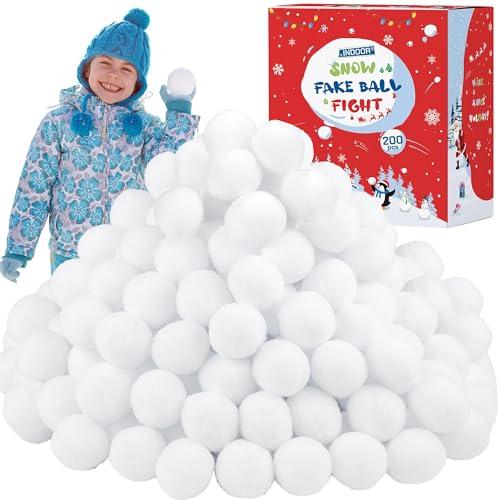 Fovths 200 Pack Snow Toy Ball for Kids 2 Inch Artificial Snow Fight Ball Set Realistic Fake Snow Toss Ball Set for Indoor & Outdoor Snow Fight Christmas Tree Decoration and Winter Family Toss Games