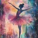 1000 Piece Jigsaw Puzzle for Adults Vintage Cosmic Ballerina Watercolor Painting Watercolor, Ballerina Silhouette Challenging and Fun Puzzle Game Puzzle Family Game Night Gift 20x28in