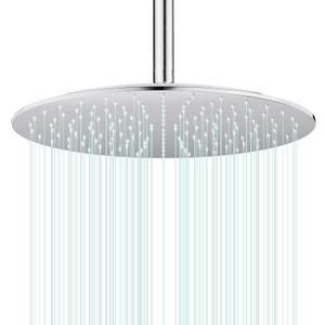 All Metal Rain Shower Head - Heavy Duty Stainless Steel, Easy Install, High Water Flow, Ultra-Thin Modern Design for Bathroom (Chrome, 16)