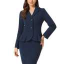 Allegra K 2 Piece Suit Skirt Sets for Women Blazer and Pencil Skirts Formal Office Business Casual Outfits M