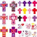 30 Sets Religious Valentine's Day Craft Kit DIY Jesus Cross Craft Religious Gift Christian Valentine Crafts Kit for Kids Sunday School Church Supplies Valentine Party Favor Home Activities