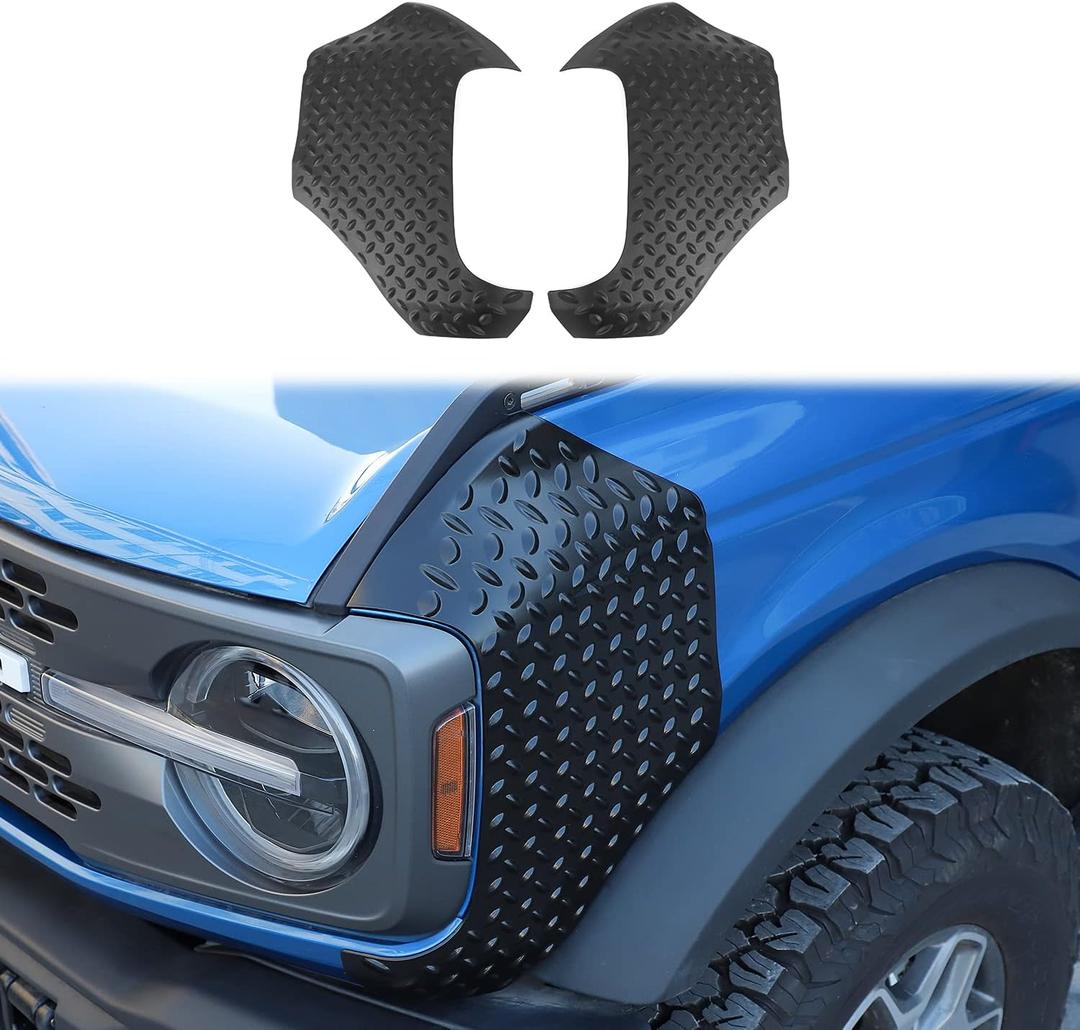 for Bronco Body Armor Outer Cowl Front Corner Guards Protector for Ford Bronco 2021 2022 2023 2/4 Doors, Anti-Scratch Truck Edge Guards Cover Exterior Accessories 2pcs Black (Not for Sport)