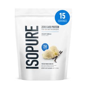 Isopure Zero Carb 100% Pure Whey Isolate Protein Powder, Lactose Free, Gluten Free, with Vitamins, Creamy Vanilla, 25g Protein Per Serving, 1 Lb, 15 Servings