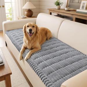 decorUhome Fuzzy Pet Couch Cover for Dogs, Non-Slip Sofa Covers for 3 Cushion Couch, Soft Thick Furniture Couch Protector, Washable Sofa Slipcovers, Grey, 27.6" x 88"