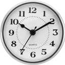 PATIKIL 3.5" 90mm Quartz Clock Insert, Round Quartz Movement Miniature Clock Mini Arabic Numeral Clock Fit 78mm/3.1" Diameter Hole for Replacement Home, Silver Tone/White, Style 4